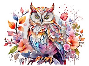 Ai generated. Cute owl cartoon illustrations, stickers, logos, decorative artwork