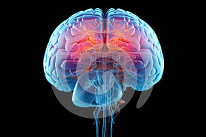 Brain Neurons excitatory and inhibitory. Glial cells, astrocytes microglia, neural processes. CNS and PNS, Central nervous system photo