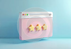 AI Generated 3D Cute Squishy Style Floating Browser Window with Rating Stars in