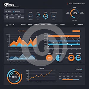 An AI-generated dashboard interface displaying various charts and graphs in a dark-