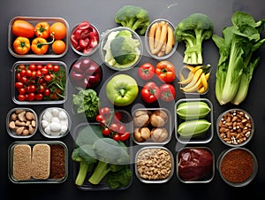 Ai generated diet plan and weight loss photo, proper nutrition, vegetables and fruits for diet plan and healthy lifestyle, weight