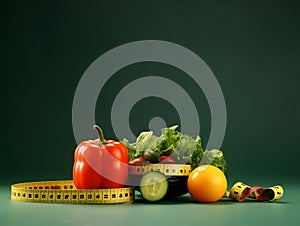 Ai generated diet plan and weight loss photo, proper nutrition, vegetables and fruits for diet plan and healthy lifestyle, weight