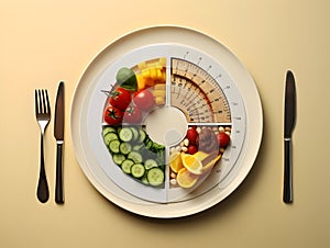Ai generated diet plan and weight loss photo, proper nutrition, vegetables and fruits for diet plan and healthy lifestyle, weight
