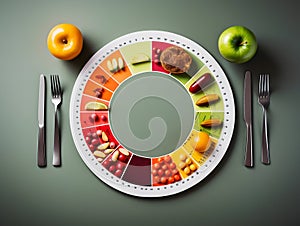 Ai generated diet plan and weight loss photo, proper nutrition, vegetables and fruits for diet plan and healthy lifestyle, weight