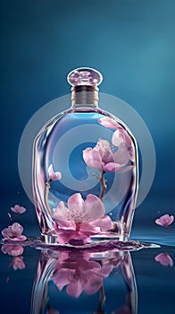 AI generated digital art of a glass bottle with flowers inside of it