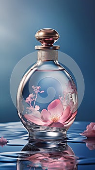 AI generated digital art of a glass bottle with flowers inside of it