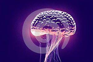 Ai generated digital art of a human brain - the concept of artificial intelligence