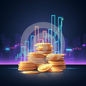 AI-Generated Image: Upward Trending Graph Overlaid with Globe