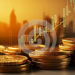 AI-Generated Image: Upward Trending Graph Overlaid with Globe