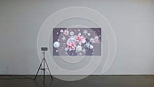 ai generated digital projection of public art on a blank wall using a smart projector