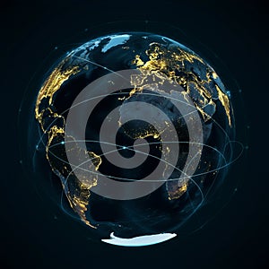 AI-Generated Digital Rendering of Earth with Global Connectivity