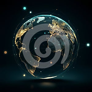 AI-Generated Digital Rendering of Earth with Global Connectivity