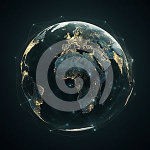 AI-Generated Digital Rendering of Earth with Global Connectivity