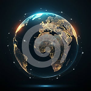 AI-Generated Digital Rendering of Earth with Global Connectivity