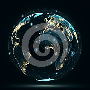 AI-Generated Digital Rendering of Earth with Global Connectivity