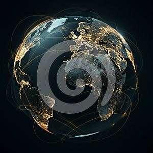 AI-Generated Digital Rendering of Earth with Global Connectivity