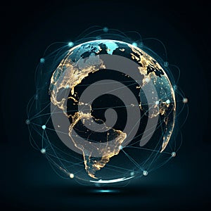 AI-Generated Digital Rendering of Earth with Global Connectivity