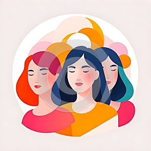 diveristy women with their eyes closed in a circle photo