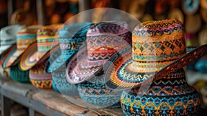 Rozmanitý z mexičan sombrera zobrazí v místní obchod 