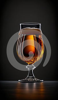 AI generated of draft and craft beer in tall glass by back light at black background