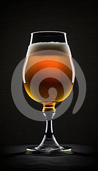 AI generated of draft and craft beer in tall glass by back light at black background