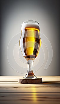 AI generated of draft and craft beer in tall glass by back light at black background