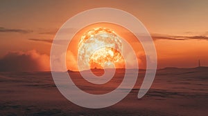 AI-generated dramatic sunset over desert