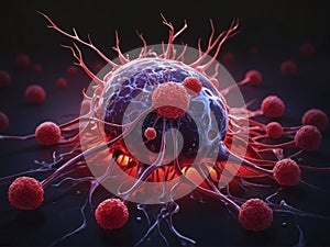 Ai generated dying cancer cells illustration