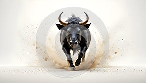 Charging Wild Gaur Bull Kicking Up Dust In Motion
