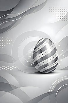 Elegant Grey Easter Egg With Polka Dot Spiral Pattern On Abstract Background