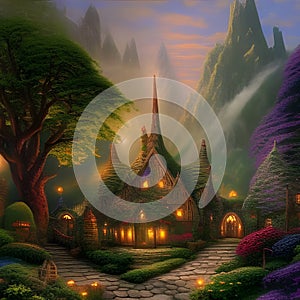 AI Generated of an elvish house in the woods