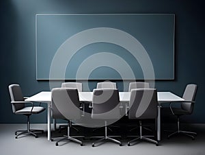 Ai generated Empty conference room with desk and chairs, business meeting room, empty seminar or training room, business discussio