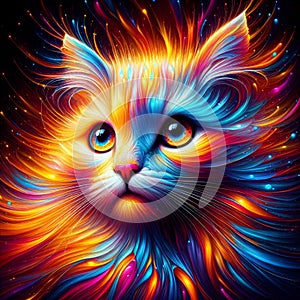 AI-generated: Exploding Colors Cat