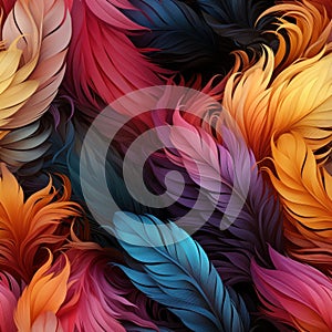 feather photorealistic the style of comic book art and vexel art, highly detailed seamless pattern by AI generated photo