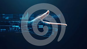 AI-generated Fingers Pointing at Digital Data Stream