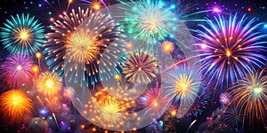 AI-generated fireworks with glowing fractal patterns