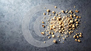 Scattered Bread Crumbs Flat Lay Background With Rustic Food Texture And Copy Space