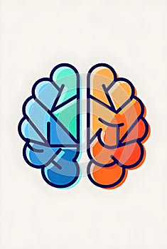 Balanced Human Brain Illustration Representing Logic And Creativity In Modern Flat Vector Style