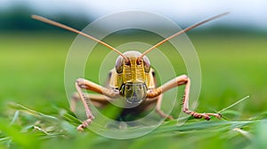AI-generated Grasshopper Facing Camera Close Up