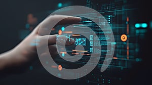 AI-generated Futuristic Data Interface Interaction