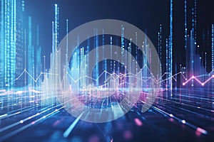 AI Generated Futuristic Data Visualization â Abstract Digital Graph and Technology Background