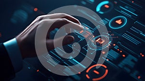 AI-generated Futuristic Digital Interface Hand Interaction