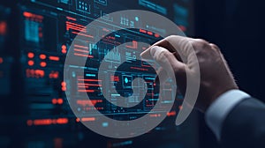 AI-generated Futuristic Digital Interface Hand Interaction