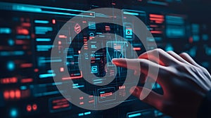 AI-generated Futuristic Digital Interface Touchscreen Technology