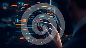 AI-generated Futuristic Interface Hand Interaction