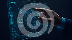 AI-generated Futuristic Interface Touchscreen Interaction