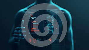 AI-generated Futuristic Medical Data Interface Humanoid Interaction