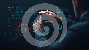 AI-generated Futuristic Technology Interface Interaction