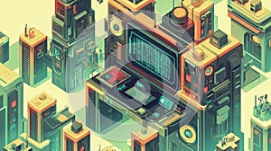 AI-Generated Futuristic Workstation