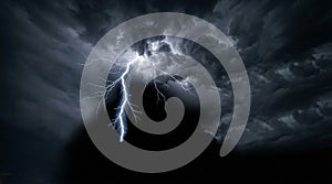 Lightning Strike on Black Background Landscape